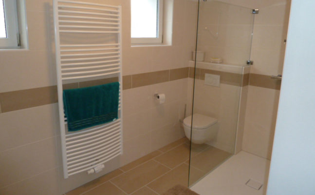 Begehbare Dusche und WC